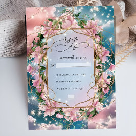 Elegant Blommigt Bouquet Rosy Bröllop OSA Kort