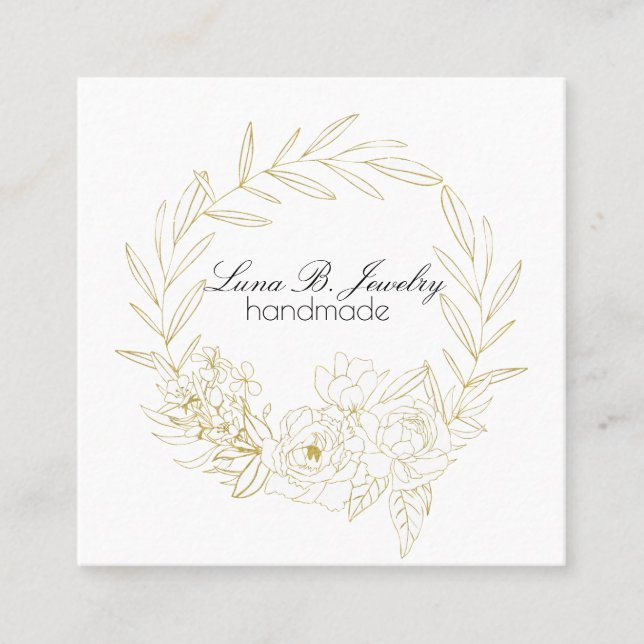 Elegant Blommigt Bouquet runt ram kvadratkortet Fyrkantigt Visitkort (Framsida)