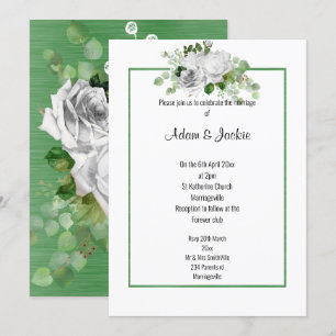 ELEGANT BLOMMIGT BOUQUET SAGE TRIM BRÖLLOP INBJUDNINGAR