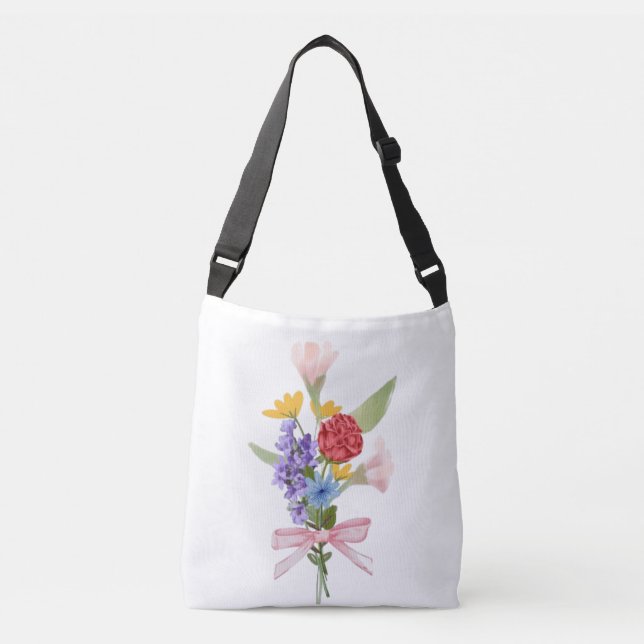 Elegant Blommigt Bouquet Tote Bag - Snyggt varje d Axelväska (Framsida)