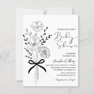 elegant blommigt bouquet wildblommor babydusch inbjudningar