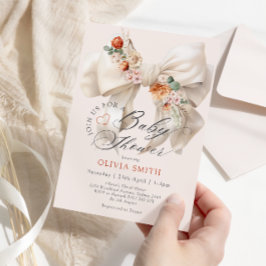 Elegant Blommigt Bow Baby Shower Inbjudningar