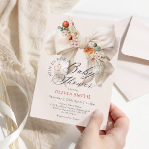 Elegant Blommigt Bow Baby Shower Inbjudningar