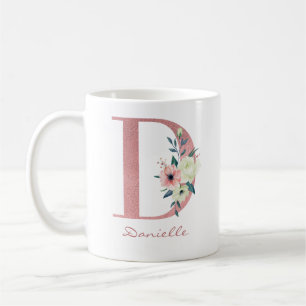 Elegant Blommigt Brev D Rosa och Ivory Bouquet Kaffemugg