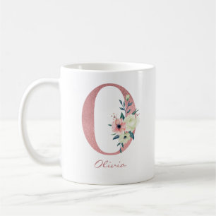 Elegant Blommigt Brev O Rosa och Ivory Bouquet Kaffemugg