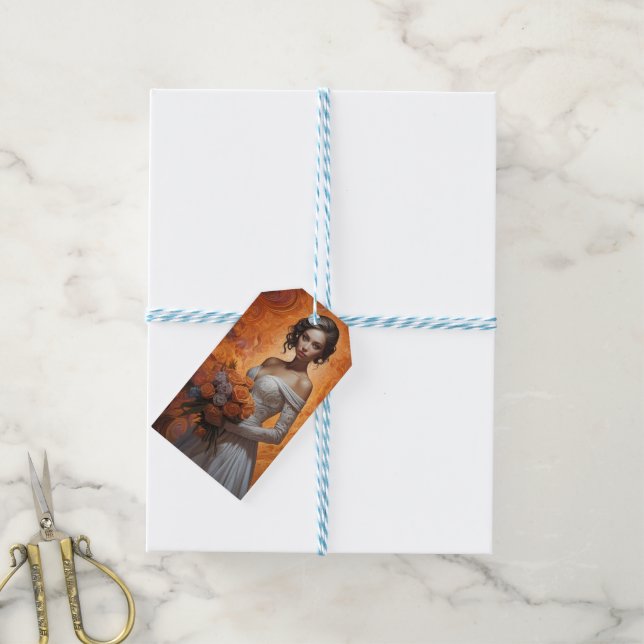 Elegant Blommigt Bride Bröllop Collection Presentetikett (With Twine)