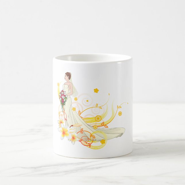 Elegant Blommigt Bride Romantic Bröllop Design Kaffemugg (Skapare uppladdad)
