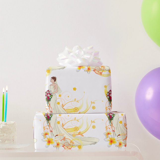 Elegant Blommigt Bride Romantic Bröllop Design Presentpapper (Skapare uppladdad)