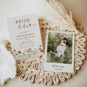 Elegant Blommigt Bride to Bebe Photo Möhippa Inbjudningar