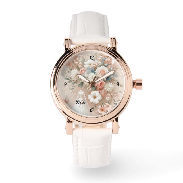 Elegant Blommigt Bride Watch med accenter för Ro G Armbandsur (Framsida)