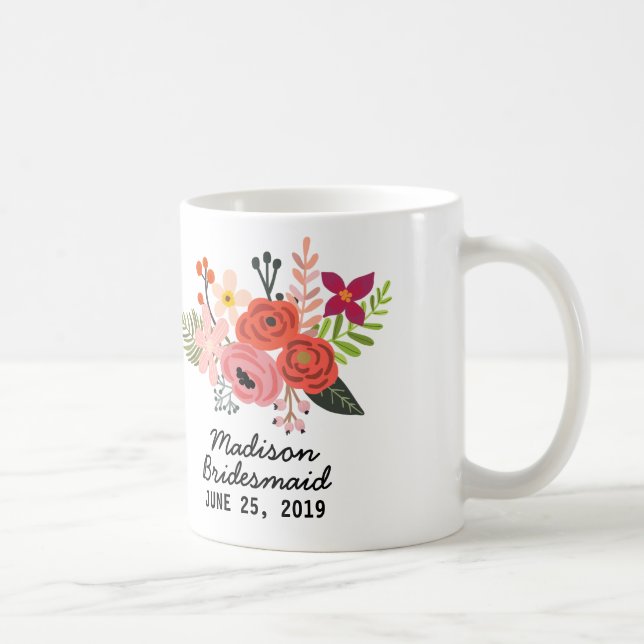 Elegant Blommigt Bridesmaid Kaffemugg (Höger)