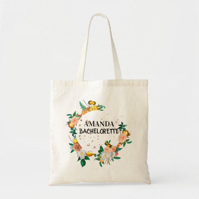Elegant Blommigt Bridesmaid Tote Bag Tygkasse (Framsidan)