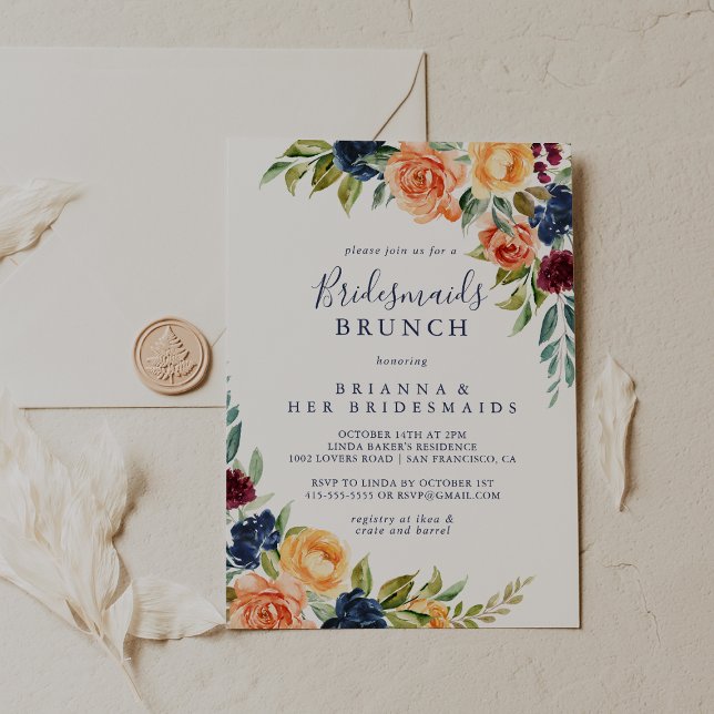 Elegant Blommigt Bridesmaids Brunch Shower Inbjudningar (Skapare uppladdad)