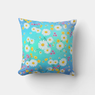 Elegant Blommigt Bright-Daisy Kudde