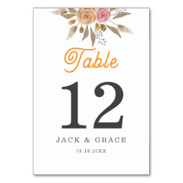 Elegant Blommigt Bröllop Bordsnummer