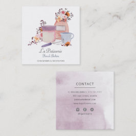 Elegant Blommigt Bröllop Cake Makers Bakery Baking Fyrkantigt Visitkort
