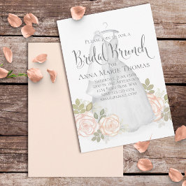 Elegant  Blommigt Bröllop Dress Möhippa Brunch Inbjudningar