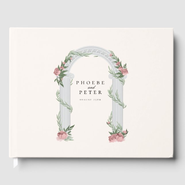 Elegant Blommigt Bröllop Kolumnen Garden bröllopsd Gästböcker (Framsida)