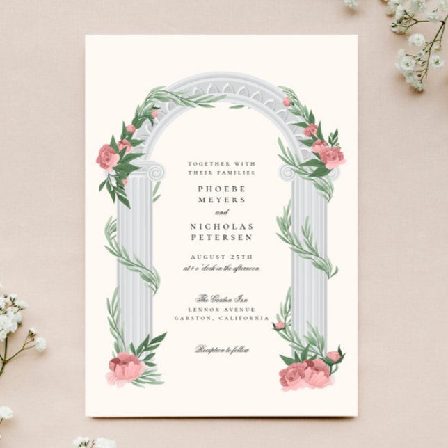Elegant Blommigt Bröllop Kolumnen Garden bröllopsd Inbjudningar (Skapare uppladdad)
