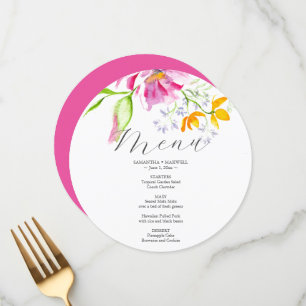 Elegant Blommigt Bröllop Menus Rosa Meny