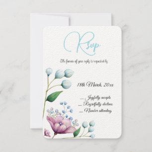 Elegant Blommigt Bröllop Mjuk Botaniska Romantik OSA Kort
