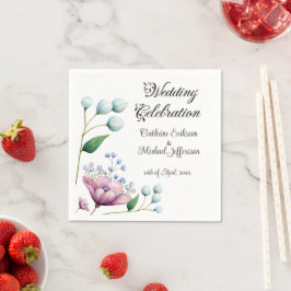 Elegant Blommigt Bröllop Mjuk Botaniska Romantik Pappersservett