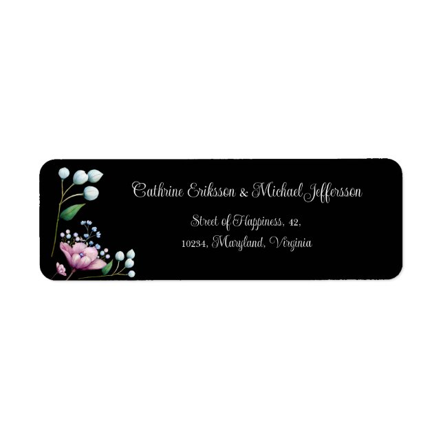 Elegant Blommigt Bröllop Mjuk Botaniska Romantik Returadress Etikett (Framsidan)