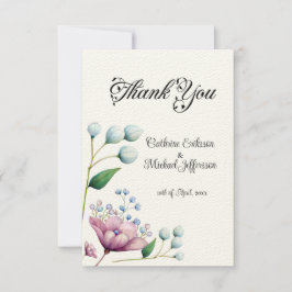 Elegant Blommigt Bröllop Mjuk Botaniska Romantik Tack Kort