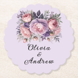 Elegant Blommigt Bröllop Mjuk Pastel Färg Underlägg Papper