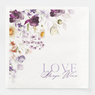 Elegant Blommigt Bröllop Napkin - "Kärlek Alltid W Pappersservett