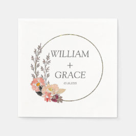 Elegant Blommigt Bröllop Pappersservett