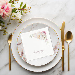 Elegant Blommigt Bröllop Pappersservett