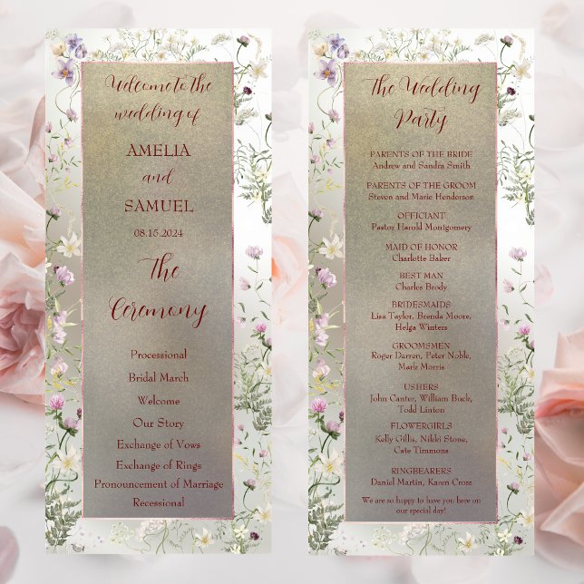 Elegant Blommigt - Bröllop platt program hösten (Skapare uppladdad)