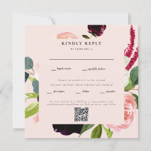 Elegant Blommigt Bröllop QR-kodens OSA i kvadrat
