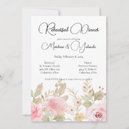 Elegant Blommigt Bröllop Rehearsal Middag Inbjudningar