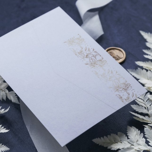 Elegant Blommigt Bröllop Returadress Etikettband (Skapare uppladdad)
