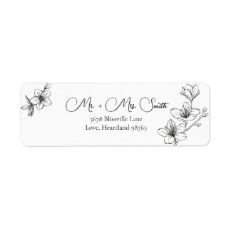 Elegant Blommigt Bröllop Returetiketter Returadress Etikett