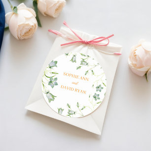 Elegant Blommigt Bröllop Runt Klistermärke