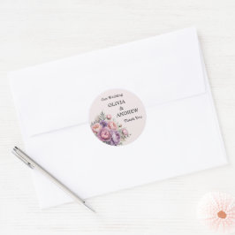 Elegant Blommigt Bröllop Sticker för bröllop Runt Klistermärke