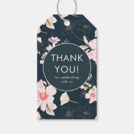 Elegant  Blommigt Bröllop Tack Blue Presentetikett