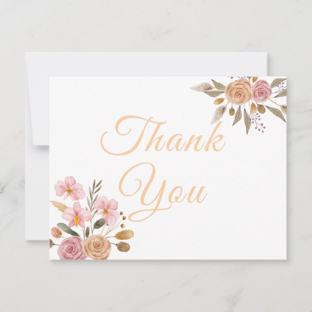 Elegant Blommigt Bröllop Tack Kort (Framsida)