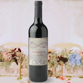 Elegant Blommigt Bröllop Vin etikett för hösten