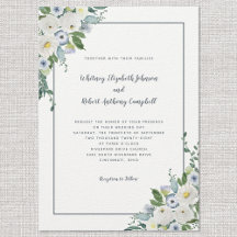 Elegant Blommigt Bröllop Watercolor Grått Chic Lux