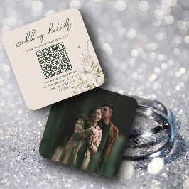 Elegant Blommigt Bröllop webbplats QR-OSA Foto Tilläggskort