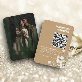 Elegant Blommigt Bröllop webbplats QR-OSA Foto Tilläggskort
