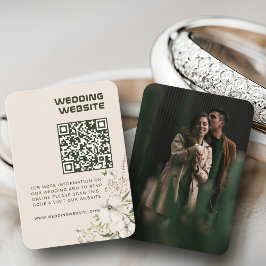 Elegant Blommigt Bröllop webbplats QR-OSA Foto Tilläggskort