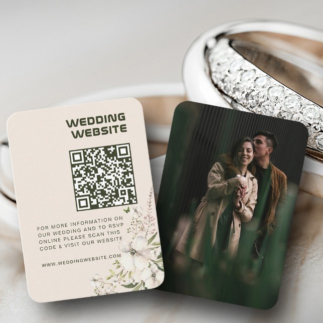 Elegant Blommigt Bröllop webbplats QR-OSA Foto Tilläggskort (Skapare uppladdad)