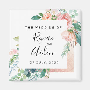 Elegant blommigt bröllopsfavör, bröllop magnet