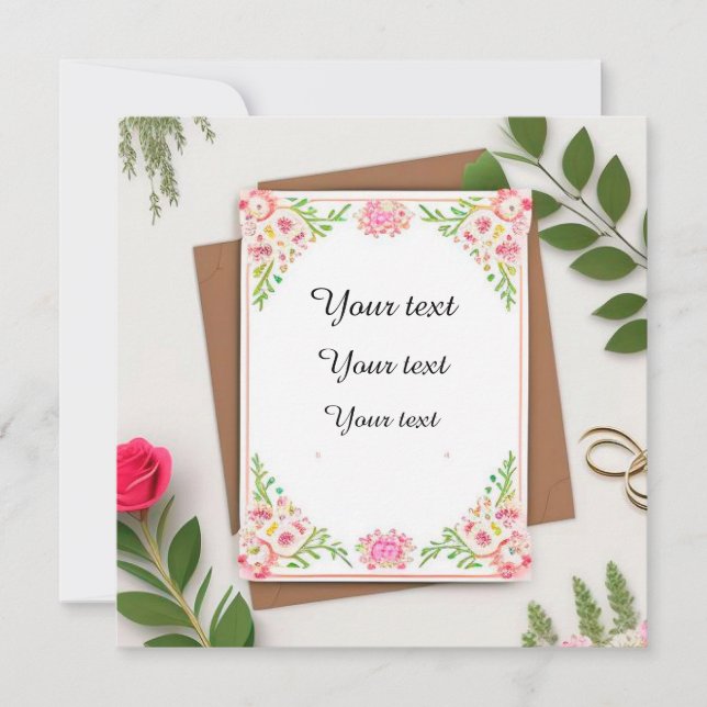 Elegant Blommigt bröllopsinbjudan Inbjudningar (Framsida)