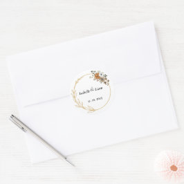 Elegant Blommigt bröllopsspärrar Runt Klistermärke